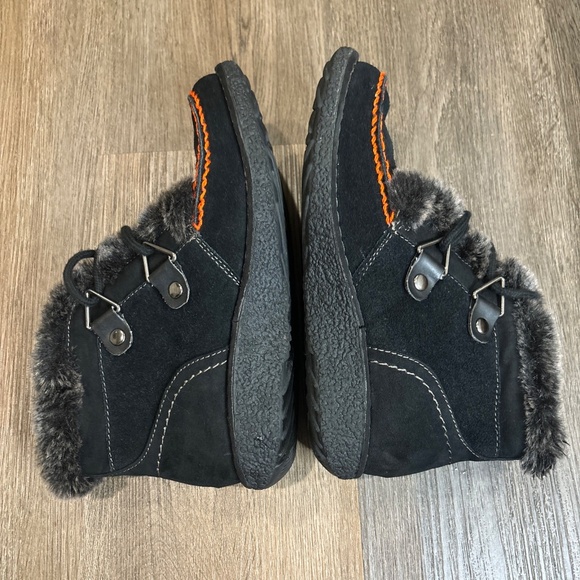 Easy Spirit Boots Women’s 8M Black Dellali Suede Fur Lace Up Square Toe Comfort - Picture 5 of 12